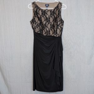 American Living Black and Nude Dress w/ Lace Overlay On Bodice In Women's Size 4